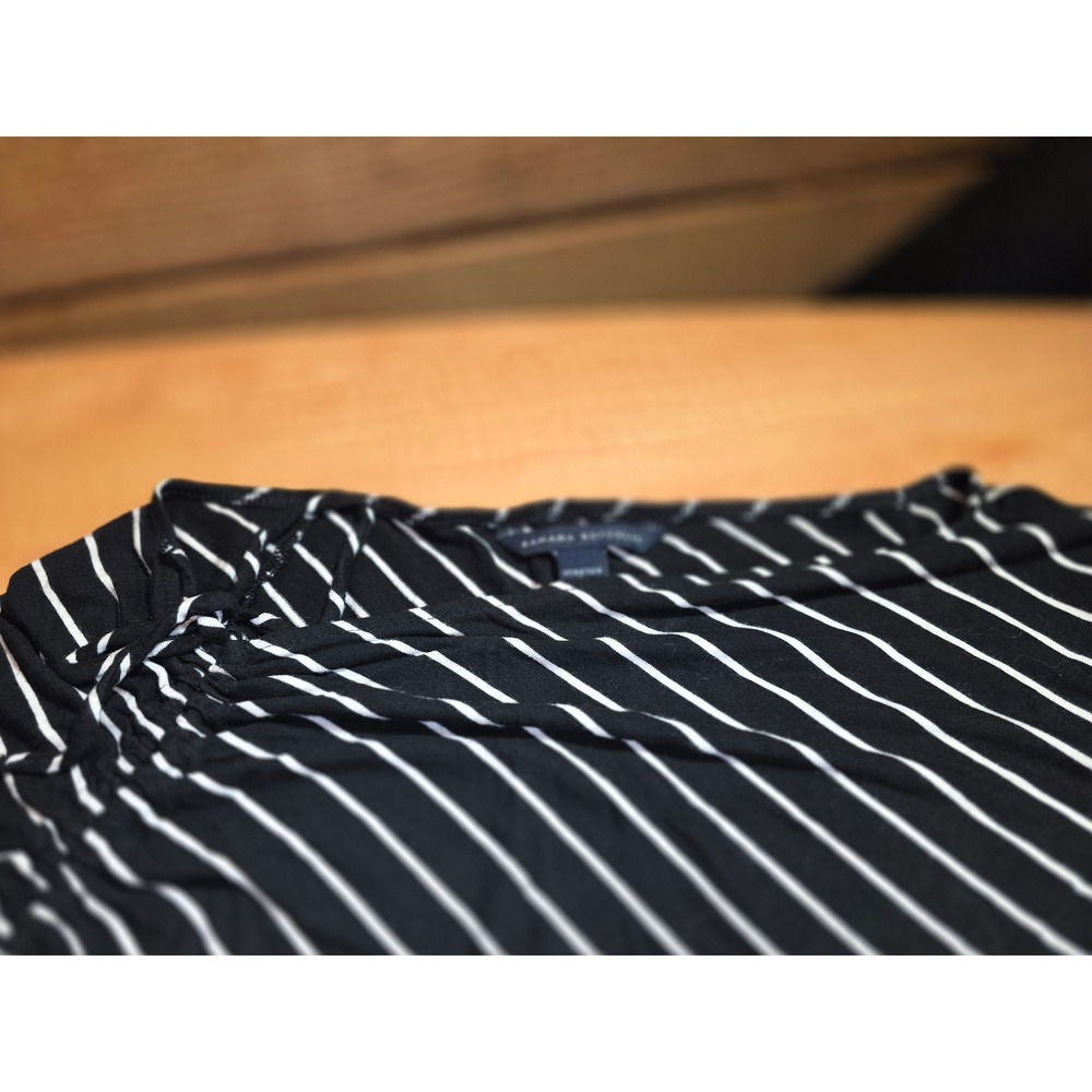 Banana Republic Womens Black White Diagonal Stripe Long Sleeve Top Large Stretch - Picture 4 of 6
